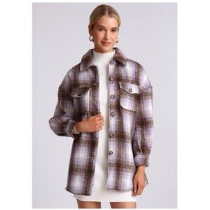 Avec Les Filles Plaid Shirt Jacket